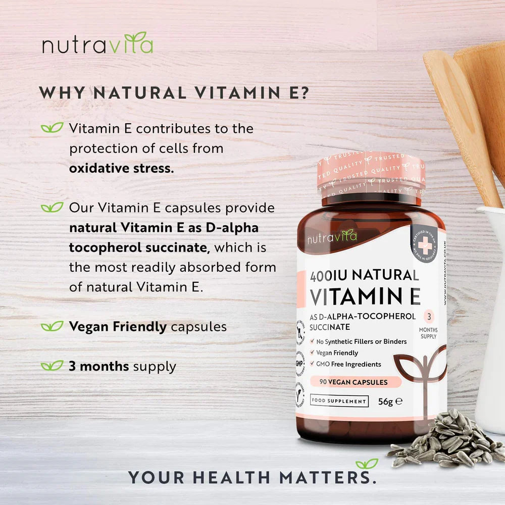Natural Vitamin E 400IU 90 Vcaps - Nutra Best Bulgaria