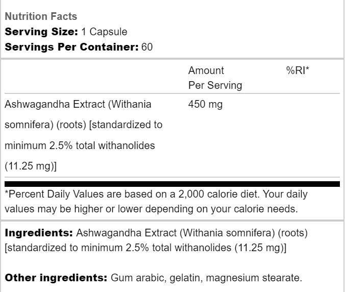 Ashwagandha Extract 450 mg - 60 капсули - Feel You