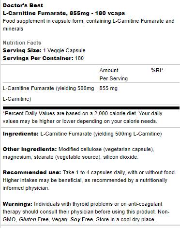 BEST L-Carnitine Fumarate 855 mg - 60 капсули - Feel You