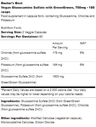 Vegan Glucosamine Sulfate 750 mg | With GreenGrown - 180 капсули - Feel You