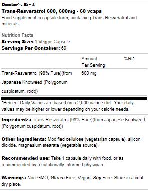 Trans-Resveratrol 600 mg - 60 капсули - Feel You