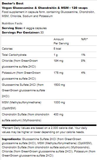 Vegan Glucosamine & Chondroitin & MSM - 120 капсули - Feel You