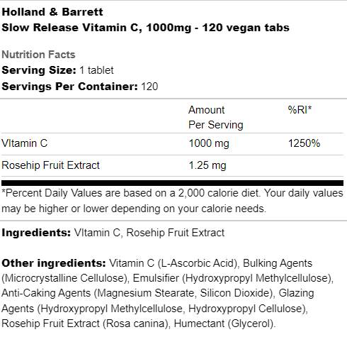 Slow Release Vitamin C 1000 mg - 120 Таблетки - Feel You