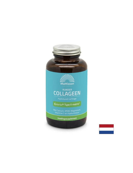 Здрави стави и красиви коса и кожа - Колаген Говежди (тип 2) с калций, магнезий, витамин С и хиалуронова киселина, 180 капсули Mattisson Healthstyle - Feel You