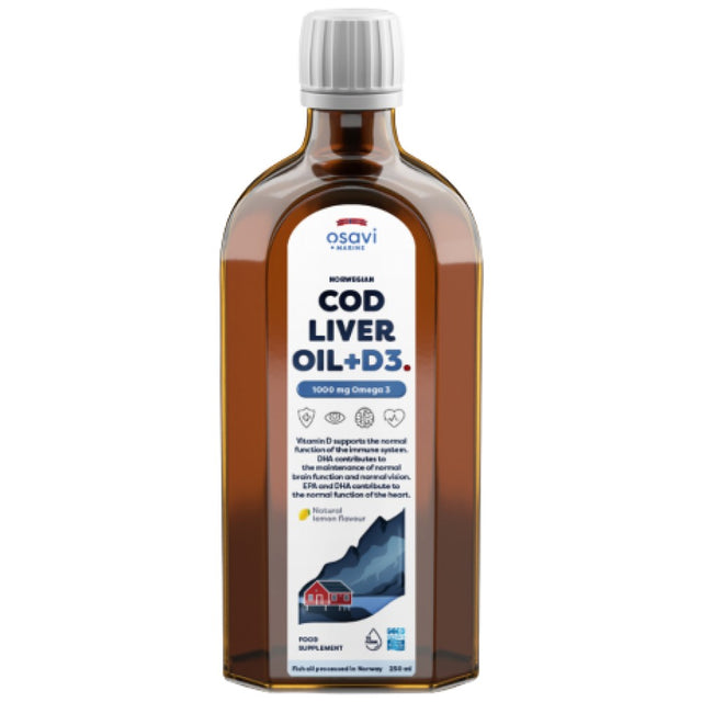 Norwegian Cod Liver Oil + D3 | Lemon Flavored Liquid Omega + D3 - 250 мл - Feel You