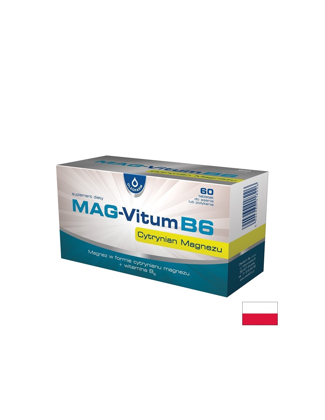 Магнезий 200 mg + Витамин B6 При крампи, стрес и нормализиране на сърдечния ритъм 60 таблетки - Feel You
