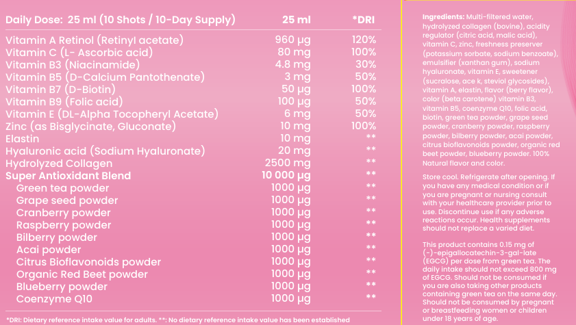 Collagen with Elastin, Q10 and Retinol 10x25 ml /1 box/