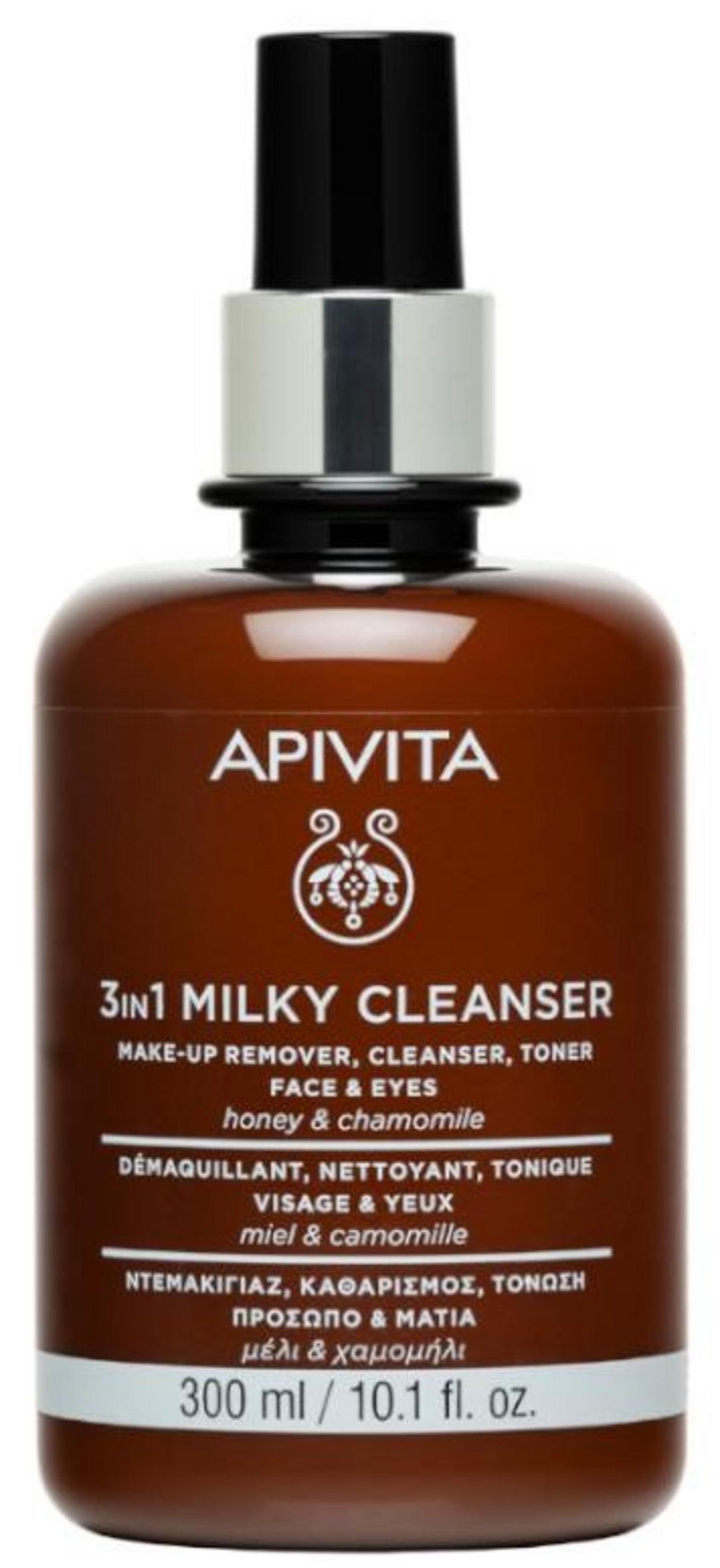 Apivita, 3in1 Milky Cleanser, Cleansing & Hydrating, Cleansing Milk, Face & Eyes, 300 ml
