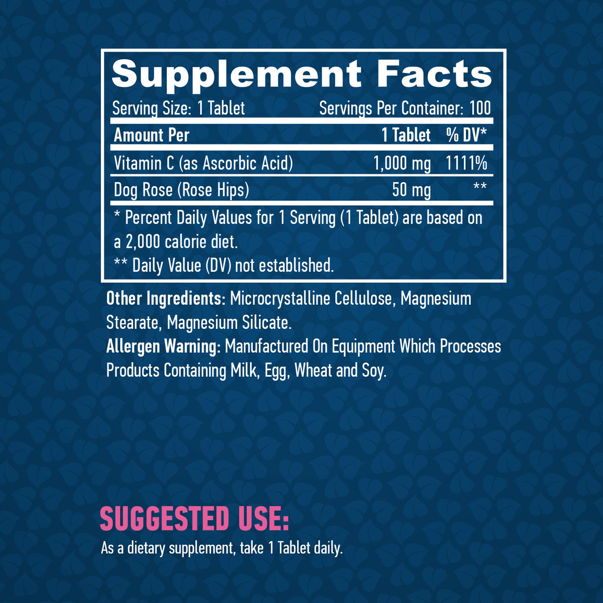 High Potency Vitamin C 1,000mg with Rose Hips 100 tabs. - Feel You