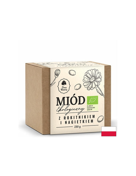 Пчелен мед с плод от облепиха (морски зърнастец) и невен Био, 230 g - Feel You