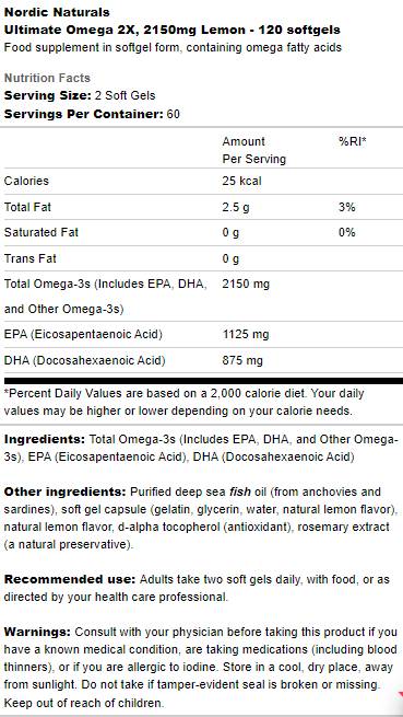 Ultimate Omega 2X 2150 mg - 60 Гел капсули - Feel You