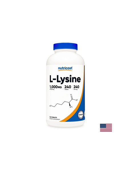 Херпес симплекс, кости и стави - Л-лизин, 240 таблетки Nutricost - Feel You