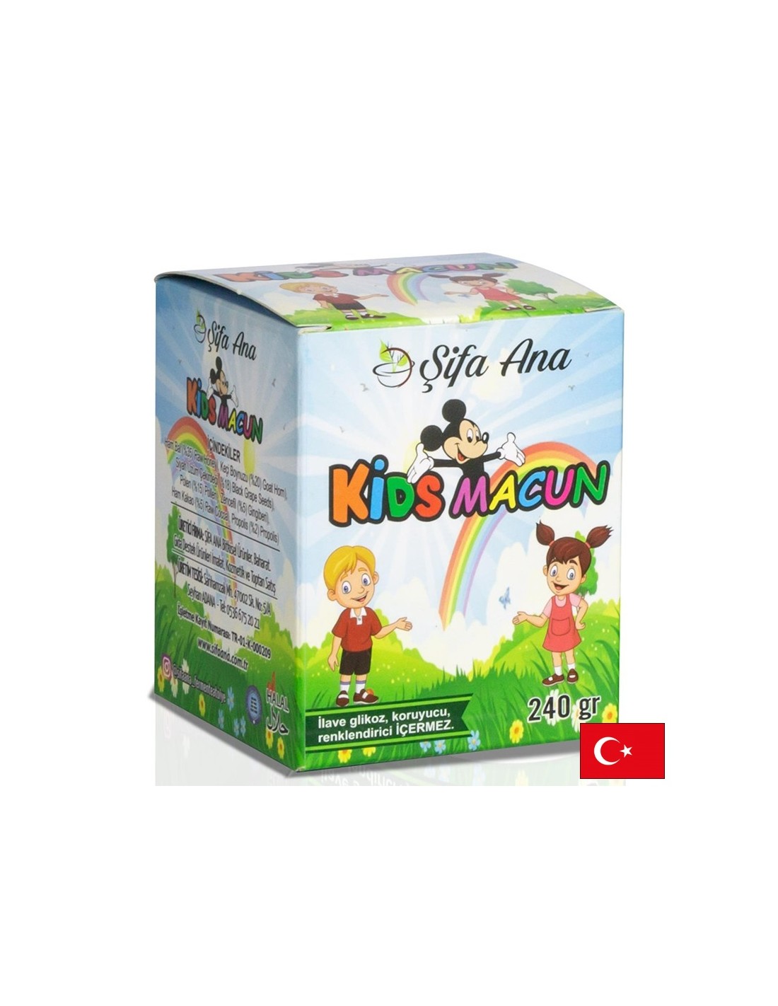 Билкова имуноукрепваща паста за деца - С прополис, пчелен прашец и мед, рожков, джинджифил, сурово какао, 240 g - Feel You