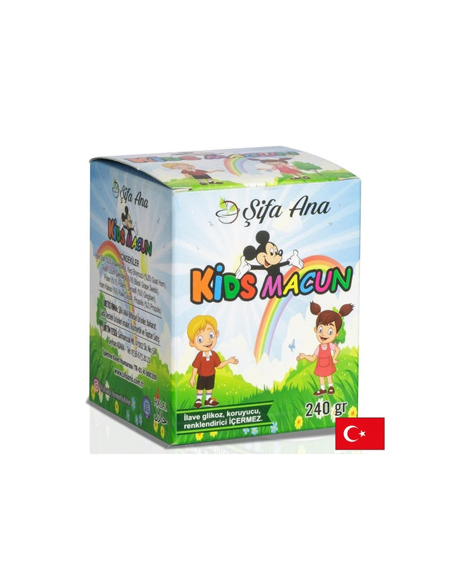 Билкова имуноукрепваща паста за деца - С прополис, пчелен прашец и мед, рожков, джинджифил, сурово какао, 240 g - Feel You