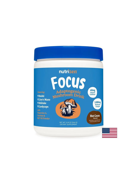 Рейши + Лъвска грива + Гуарана – Фокус и устойчивост при стрес, 246 g прах с вкус на какао - Feel You