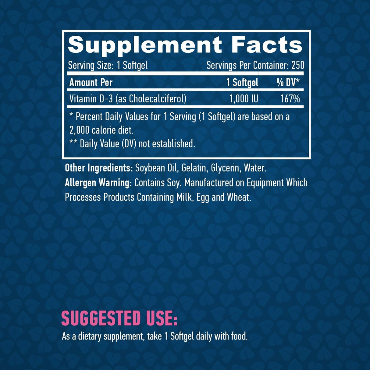 Vitamin D-3 / 1000 IU / 250 Softgels - Feel You