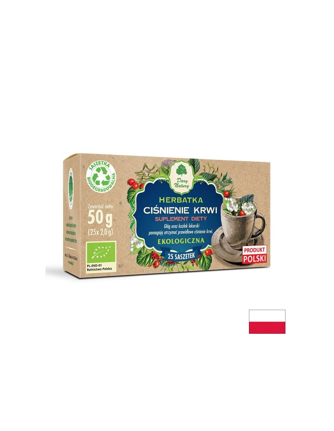 Билков чай за поддържане на кръвното налягане Био, 25 пакетчета - Feel You