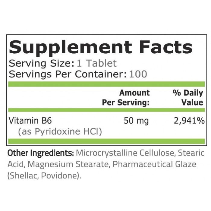 VITAMIN B-6 (Pyridoxine) - 50 mg - 100 таблетки