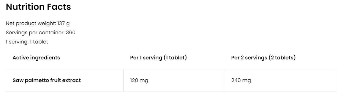 Saw Palmetto Extract 120 mg | Vege 360 Таблетки - Feel You