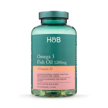 Омега 3 Рибено масло + Витамин Д3 (Omega 3 Fish Oil + D3) 1200mg 120 капсули, H&B - Feel You