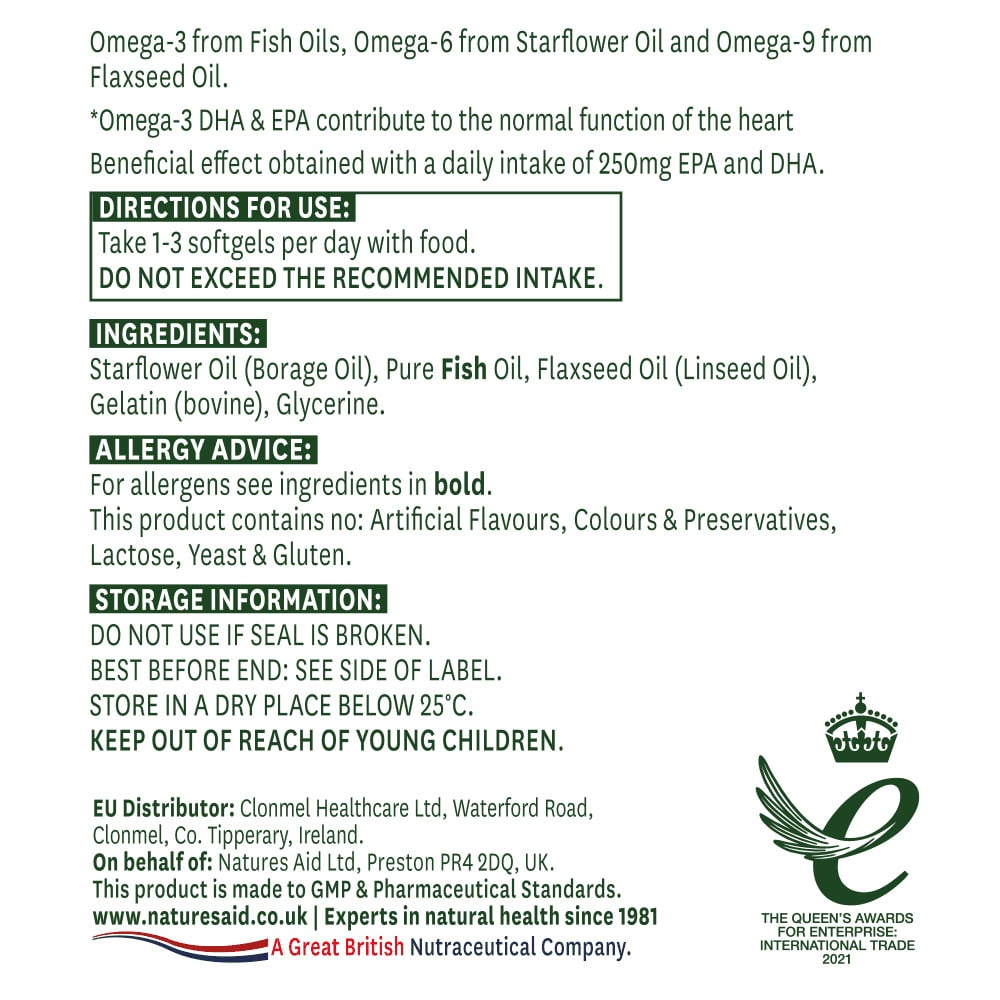 Омега 3-6-9 (Complete EFA Omega 3, 6 + 9) 1200мг 90 меки капсули NaturesAid - Feel You