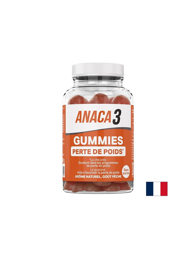 Формула за изгаряне на мазнини и отслабване Анака3 - С гуарана, кофеин и минерали, 60 желирани таблетки с вкус на праскова - Feel You