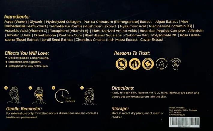 Регенерираща маска с хайвер, колаген и пептиди за лице – 3 броя - Feel You