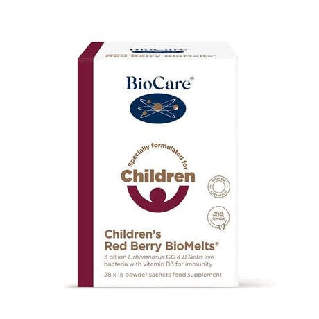Пробиотик за деца + Витамин Д3 / BioCare Children's Red Berry BioMelts 28 Sachets - Feel You