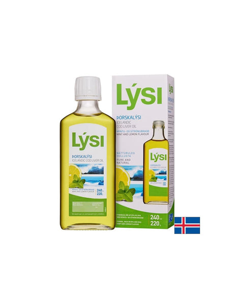 Омега-3 – масло от черен дроб на исландска риба треска - Осигурява витамини А & D3, 2160 mg, 240 ml с вкус на лимон и мента - Feel You