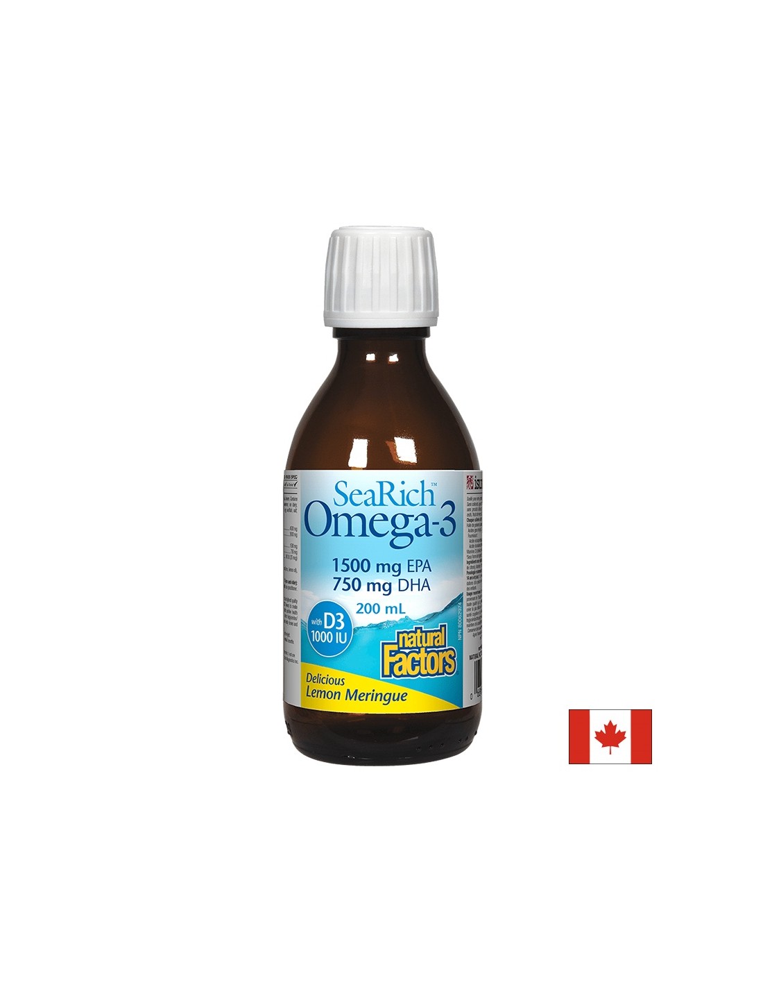 Мозъчна дейност, здрави кости и стави - Омега 3 и витамин D3 SeaRich, 200 ml Natural Factors - Feel You