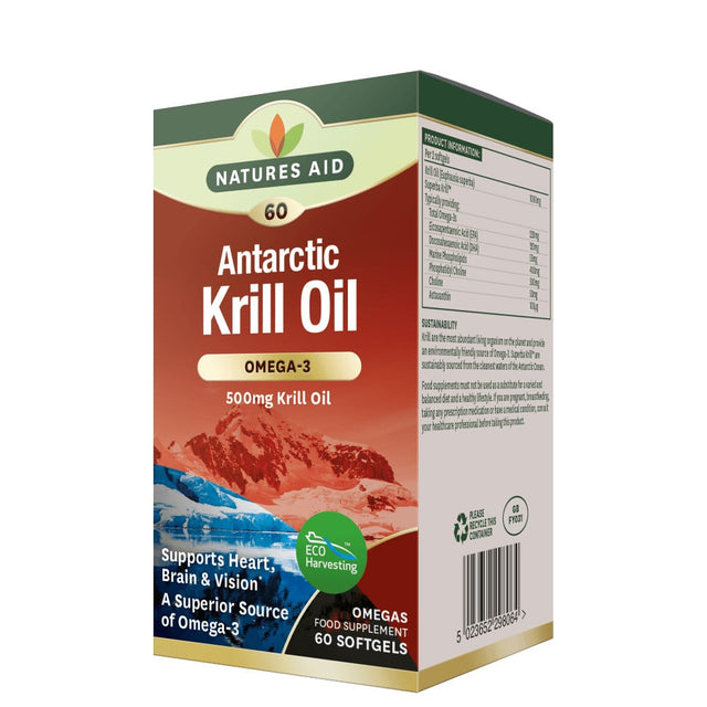Омега 3 масло от Антарктически Kрил (Antarctic Krill Oil Superba) 500мг 60 меки капсули NaturesAid - Feel You