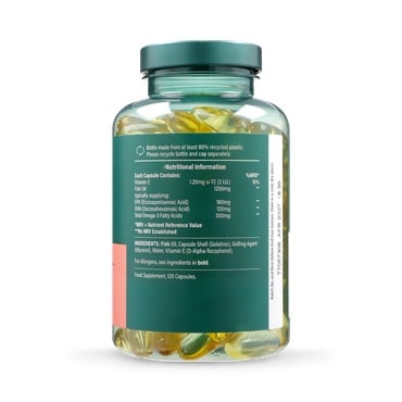 Омега-3 концентрирано рибено масло (Omega 3 Fish Oil) 1200mg 120 капсули, H&B - Feel You