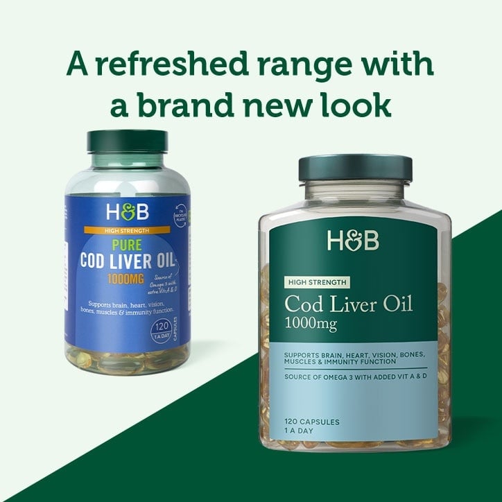 Омега-3 рибено масло от черен дроб на треска (Pure Cod Liver Oil) 1000мг 120 капсули, H&B - Feel You