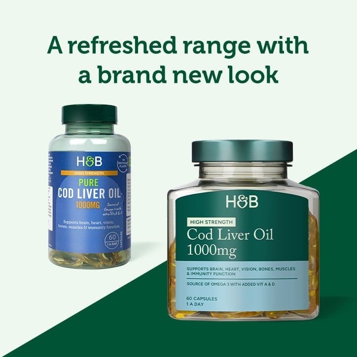 Омега-3 рибено масло от черен дроб на треска (Pure Cod Liver Oil) 1000мг 60 капсули, H&B - Feel You