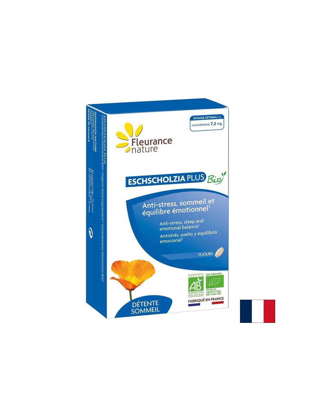 Стрес и безсъние - Ешолция Плюс, 30 таблетки Fleurance Nature - Feel You