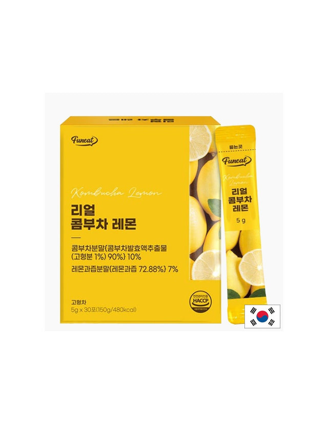 Ферментирала комбуча с лимон – освежаваща напитка - Пробиотична подкрепа и енергия, 30 сашета - Feel You