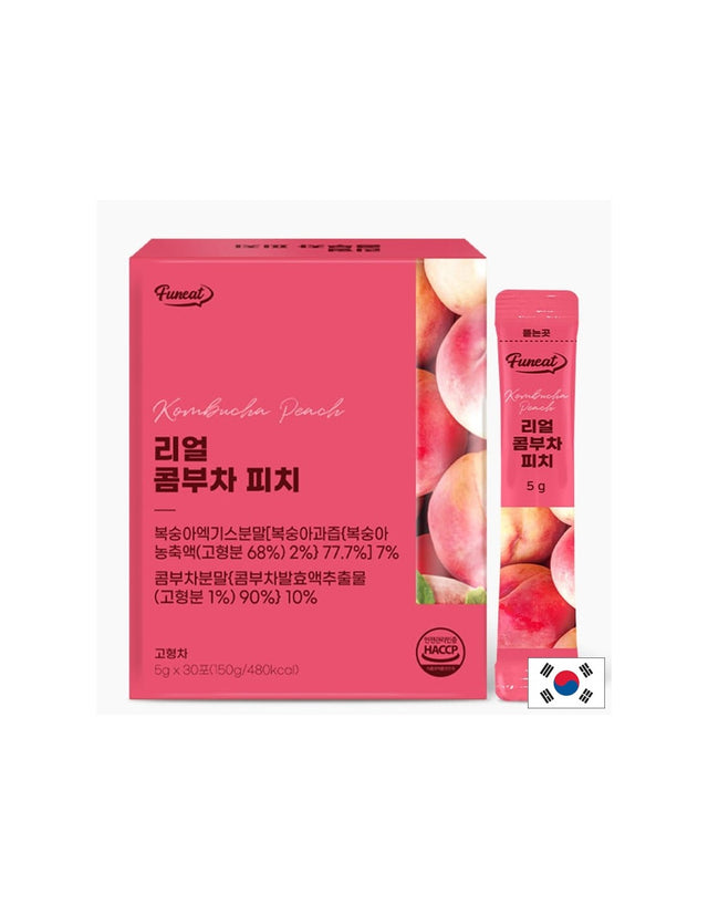 Ферментирала комбуча с праскова – освежаваща напитка - Пробиотична подкрепа и енергия, 30 сашета - Feel You