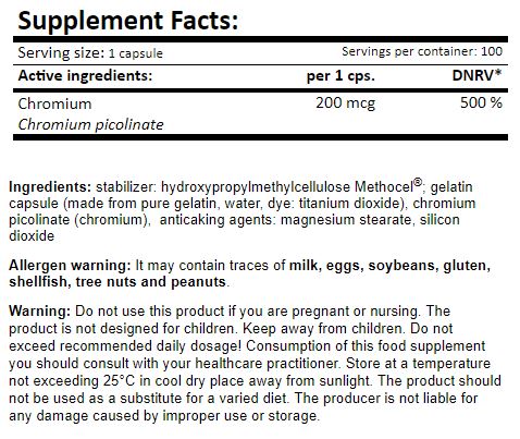 Chromium Picolinate / 100 Caps.