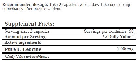 L-Leucine PURE 1000mg. / 120 Caps. - Feel You
