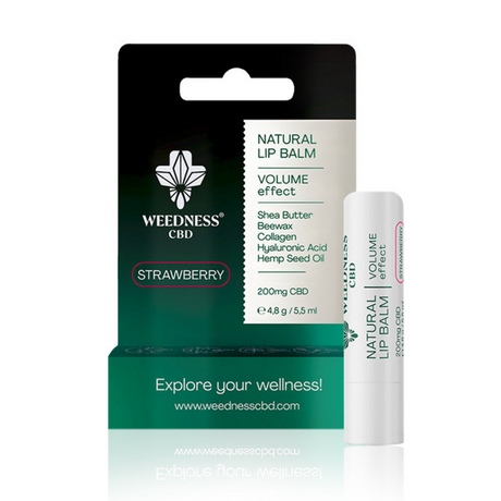 НАТУРАЛЕН БАЛСАМ ЗА УСТНИ ПРИДАВАЩ ОБЕМ С 4% СБД (ЯГОДА) - Feel You