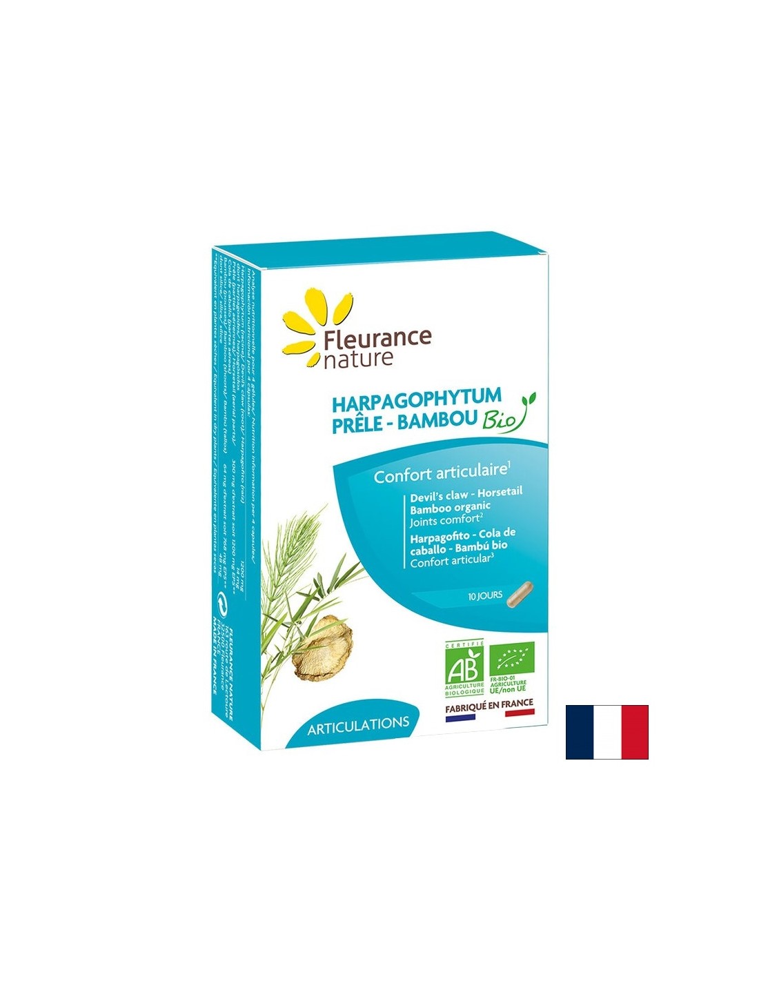 Грижа за костите и ставите - Дяволски нокът+ Хвощ и Бамбук Био, 40 капсули Fleurance Nature - Feel You