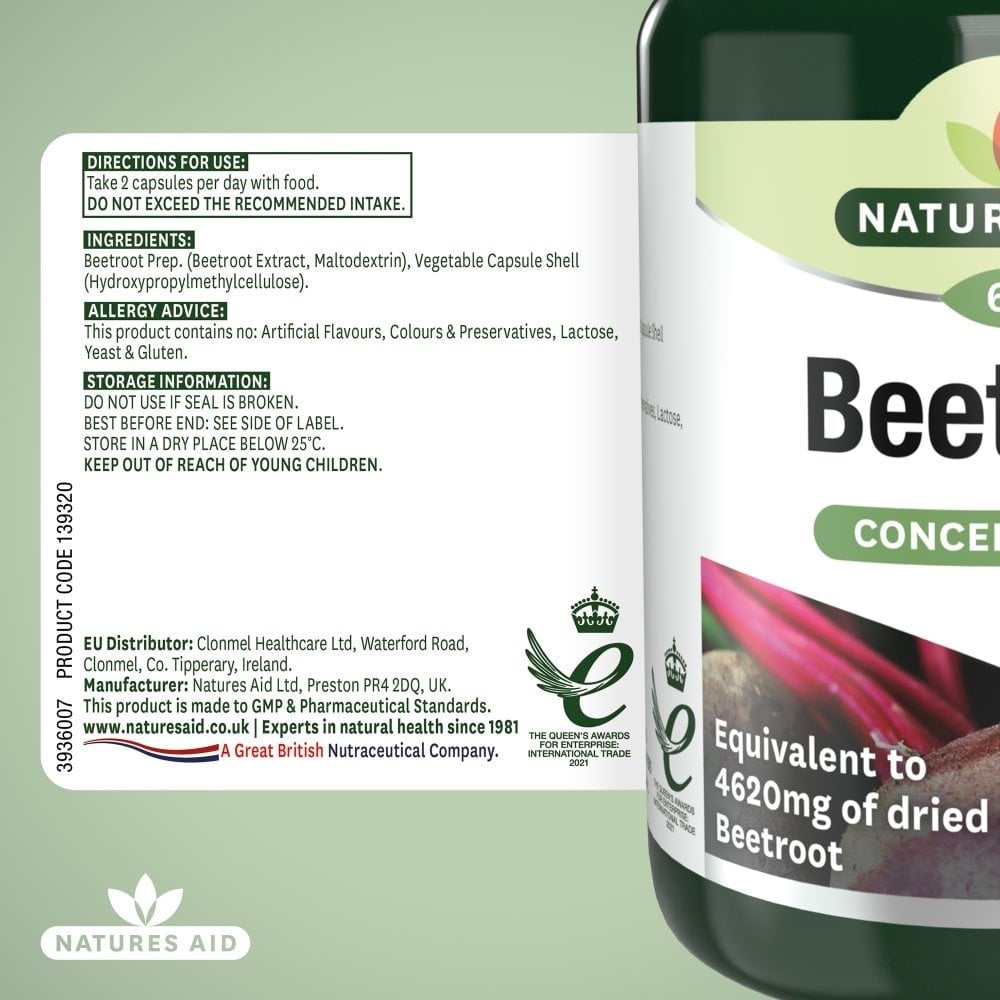 Цвекло Концентрат Капсули 4620мг Natures Aid 60 вегански капсули - Feel You