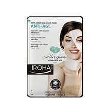Iroha - Cotton face & neck mask with collagen and hyaluronium (Anti-Age 100% Cotton Face & Neck Mask) 30 ml - 30ml