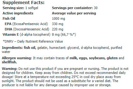 Mega Omega 3 / 1000mg ( 330mg/220mg ) 90 softgels