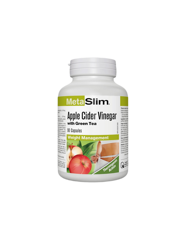 Metaslim® Apple Cider Vinegar - Ябълков оцет + Зелен чай, 90 капсули - Feel You