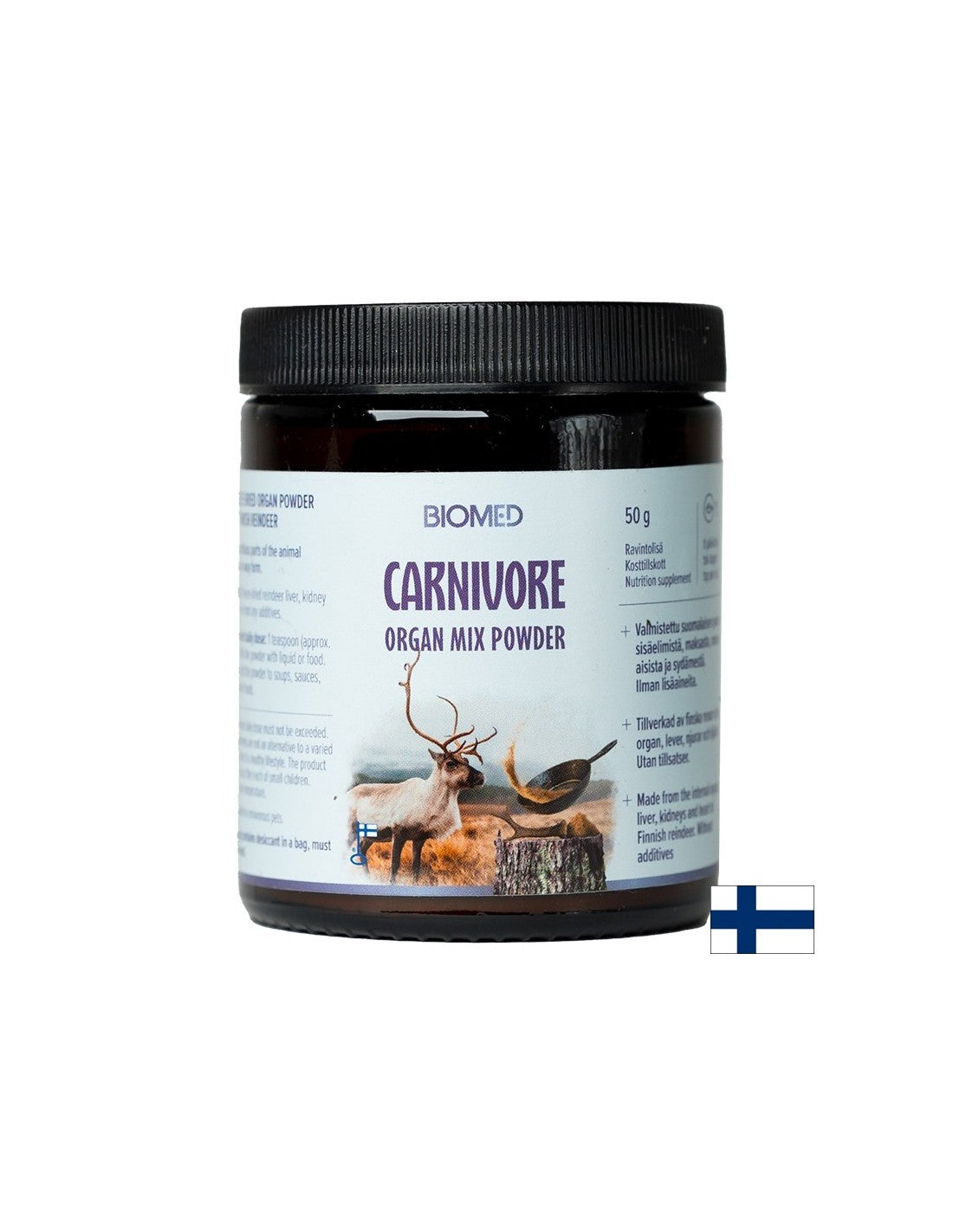 Лиофилизиран черен дроб, бъбрек и сърце от финландски северен елен, 50 g, прах - Feel You
