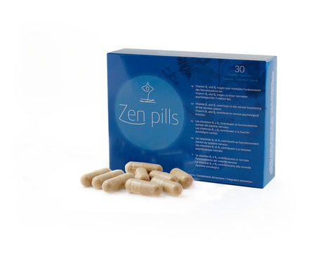 500 Cosmetics, Zen Pills, L-Tryptophan, Magnesium Stearate, Hops, Passiflora, L-Theanine, Vitamin B6 & Vitamin B1, Control Anxiety & Stress, Capsules, 30 capsules - Feel You