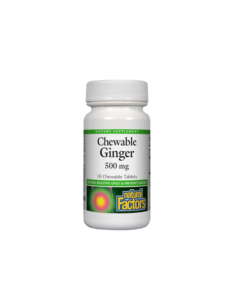 Срещу гадене - Джинджифил, 500 mg х10 дъвчащи таблетки Natural Factors - Feel You
