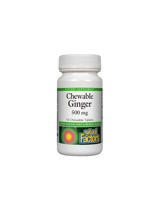 Срещу гадене - Джинджифил, 500 mg х10 дъвчащи таблетки Natural Factors - Feel You