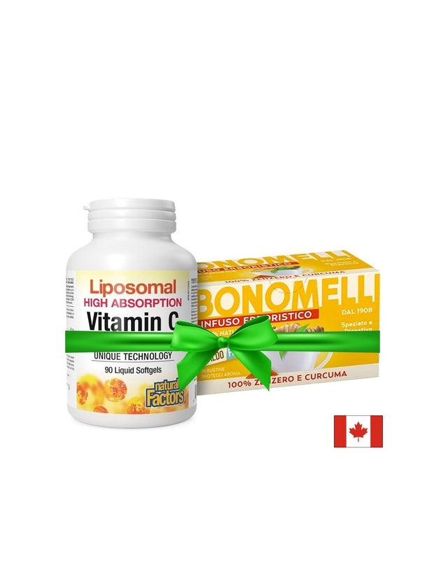 Промо пакет  "Антиоксидантна защита" - Липозомен витамин С 500 mg х 90 капсули + Билков чай джинджифил и куркума 16 пакетчета - Feel You